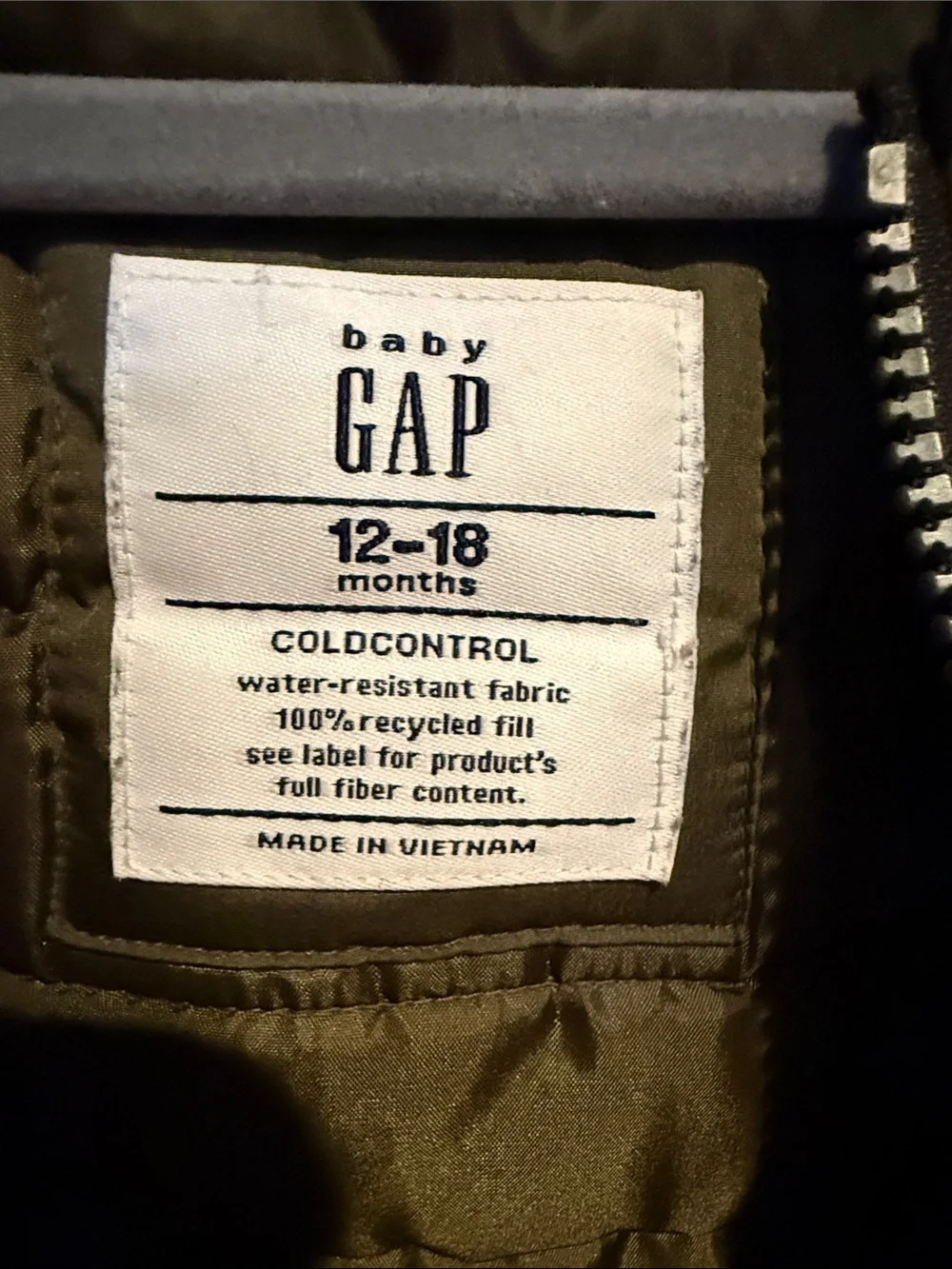 GAP Kids Olive Green Quilted Hooded Puffer Jacket